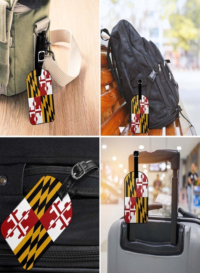 Zoczos Maryland State Flag Travel Bag Tag State Banner Patriotic PU Leather Name ID Labels with Privacy Cover for Men Women Suitcase, 1 Pack - Image 4